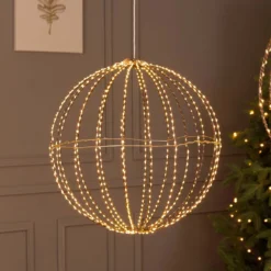 Sfera in filo rame Ø 40 cm, 700 microled bianco caldo