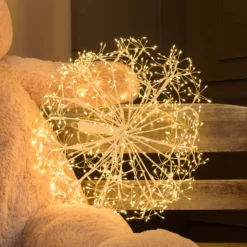 Sfera luminosa RICCO con rami bianchi, Ø 50 cm, microled bianco caldo, uso interno