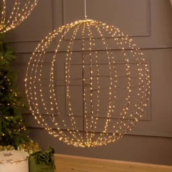 Sfera marrone ripiegabile 3D, Ø 74 cm, microled bianco caldo, uso interno