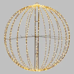 Sfera marrone ripiegabile 3D, Ø 74 cm, microled bianco caldo, uso interno