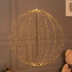 Sfera marrone ripiegabile 3D, Ø 94 cm, microled bianco caldo, uso interno
