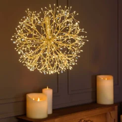 Sfera RICCO con rami champagne, Ø 40 cm, 576 microled bianco caldo e bianco freddo, uso interno