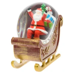 Slitta decorata con Babbo Natale a batteria con glitter nell'acqua