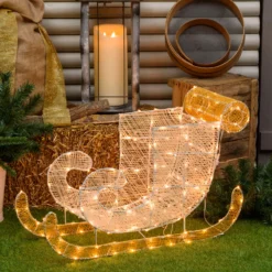Slitta 3D Light Cream & Brown h 54 cm, 180 led bianco extra caldo