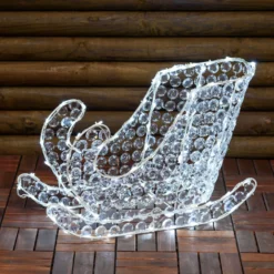 Slitta luminosa con cristalli trasparenti, led bianco freddo