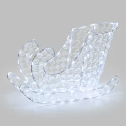 Slitta luminosa con cristalli trasparenti, led bianco freddo