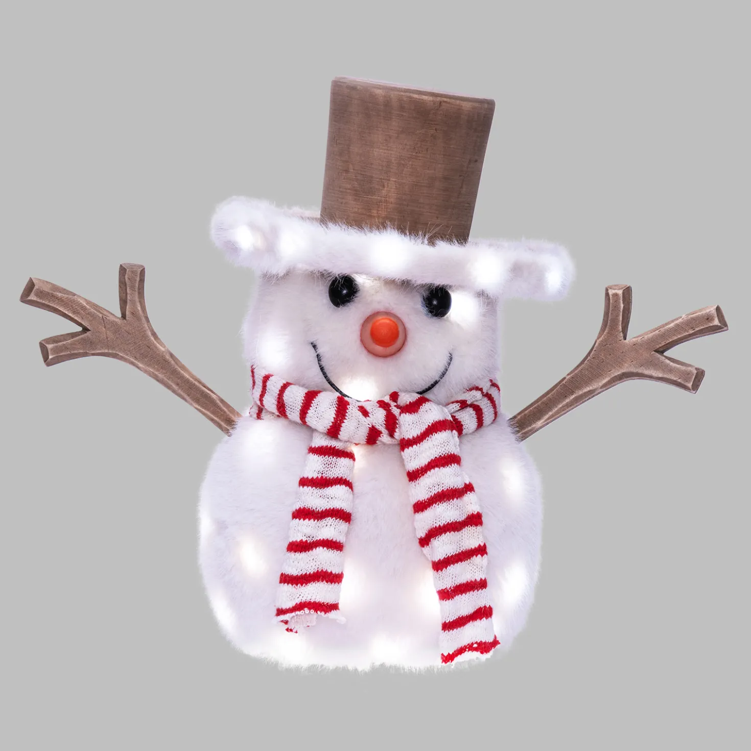 SnowPazzo luminoso 3D in legno, h 30 cm, Dual Color MicroLED bianco caldo e bianco freddo, uso interno