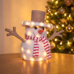 SnowPazzo luminoso 3D in legno, h 30 cm, Dual Color MicroLED bianco caldo e bianco freddo, uso interno