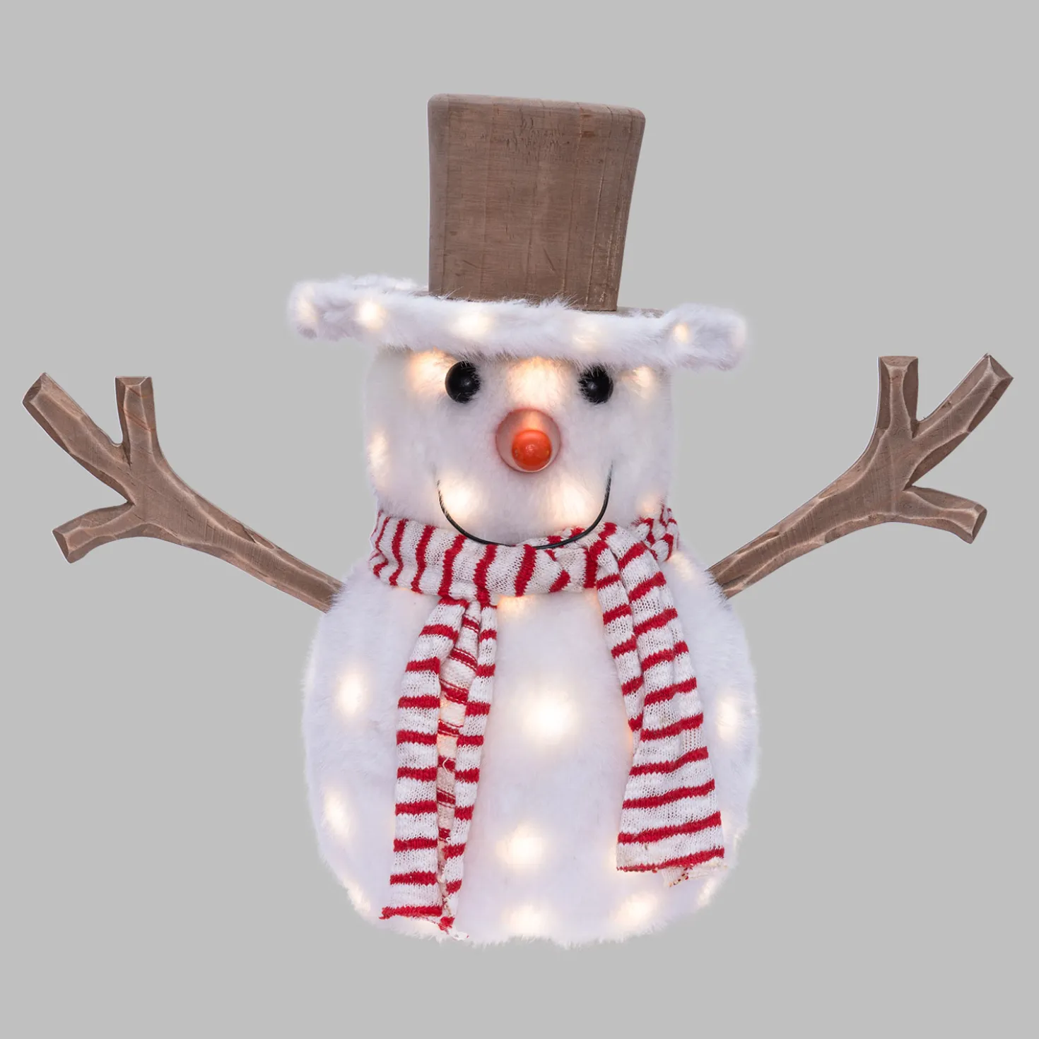 SnowPazzo luminoso 3D in legno, h 40 cm, Dual Color MicroLED bianco caldo e bianco freddo, uso interno