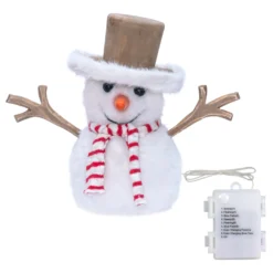 SnowPazzo luminoso 3D in legno a batteria, h 25 cm, Dual Color MicroLED bianco caldo e bianco freddo, uso interno