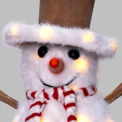 SnowPazzo luminoso 3D in legno a batteria, h 25 cm, Dual Color MicroLED bianco caldo e bianco freddo, uso interno