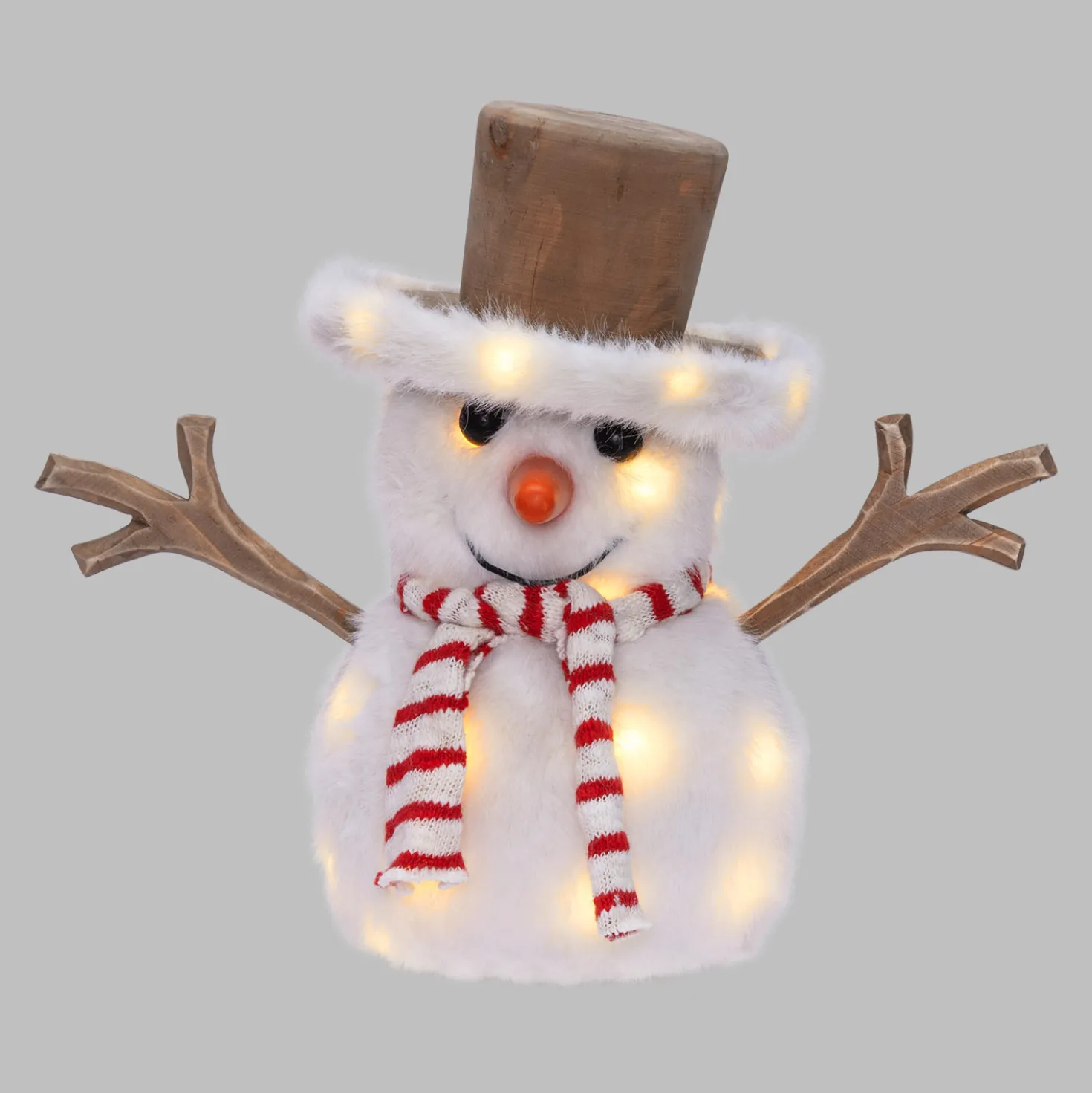 SnowPazzo luminoso 3D in legno a batteria, h 25 cm, Dual Color MicroLED bianco caldo e bianco freddo, uso interno