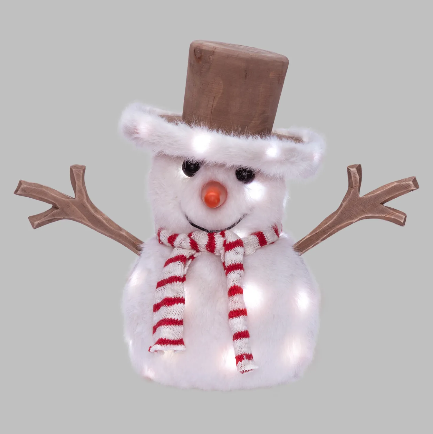 SnowPazzo luminoso 3D in legno a batteria, h 25 cm, Dual Color MicroLED bianco caldo e bianco freddo, uso interno