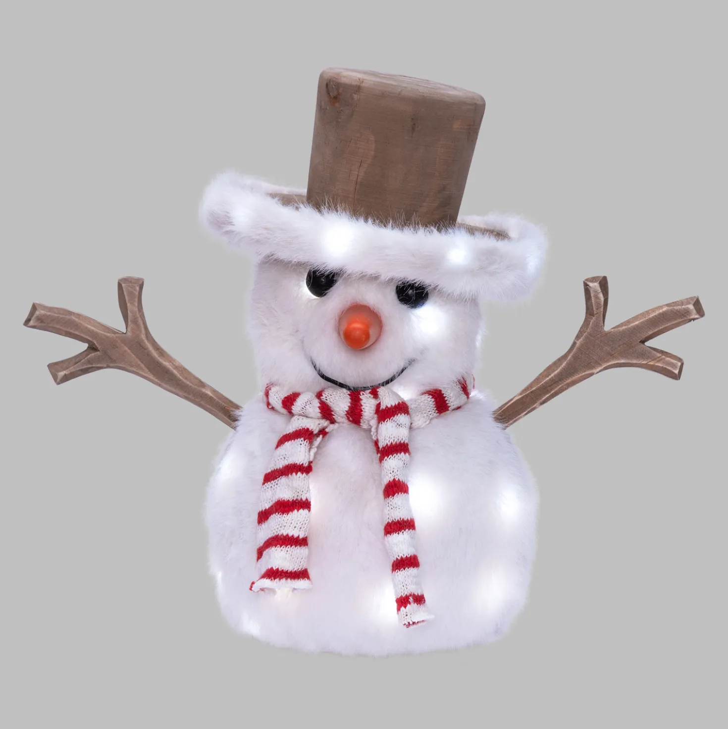 SnowPazzo luminoso 3D in legno a batteria, h 25 cm, Dual Color MicroLED bianco caldo e bianco freddo, uso interno
