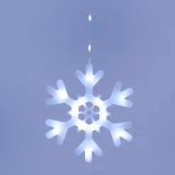 Stalattite con 14 cristalli di neve, 3,25 x h 1,15 m, 420 Gocce di Luce, led bianco freddo, cavo trasparente