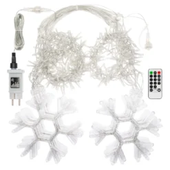 Stalattite con cristalli di neve, h 1,05 m, led bianco freddo