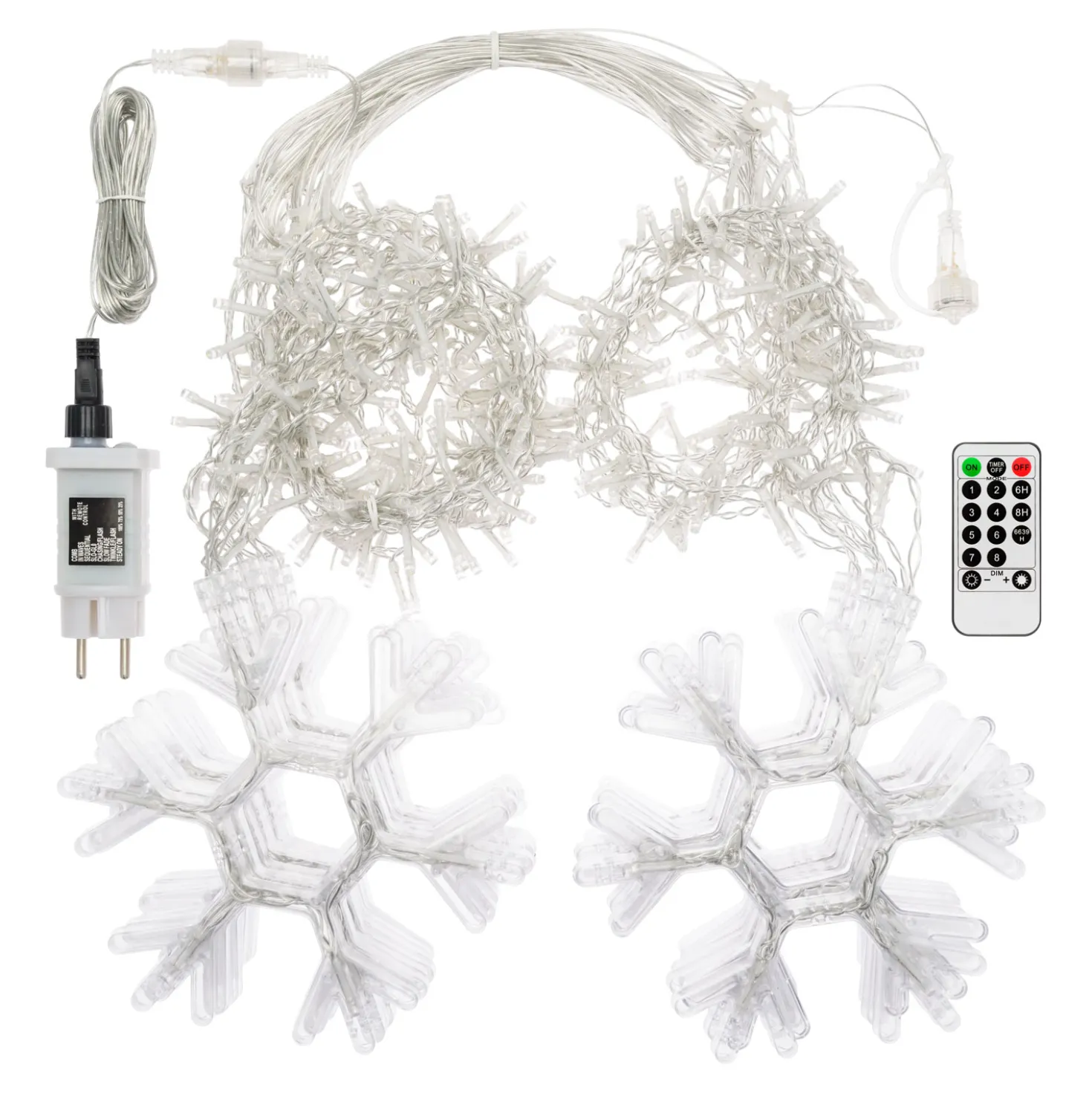 Stalattite con cristalli di neve, h 1,05 m, led bianco freddo