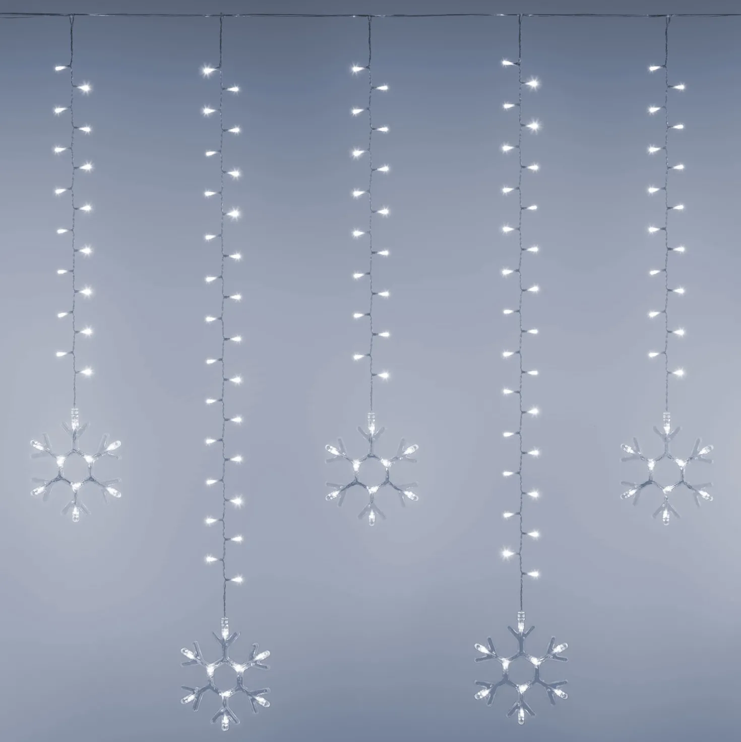 Stalattite con cristalli di neve, h 1,05 m, led bianco freddo