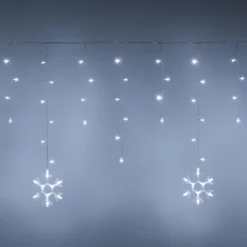 Stalattite con cristalli di neve, h 0,8 m, led bianco freddo