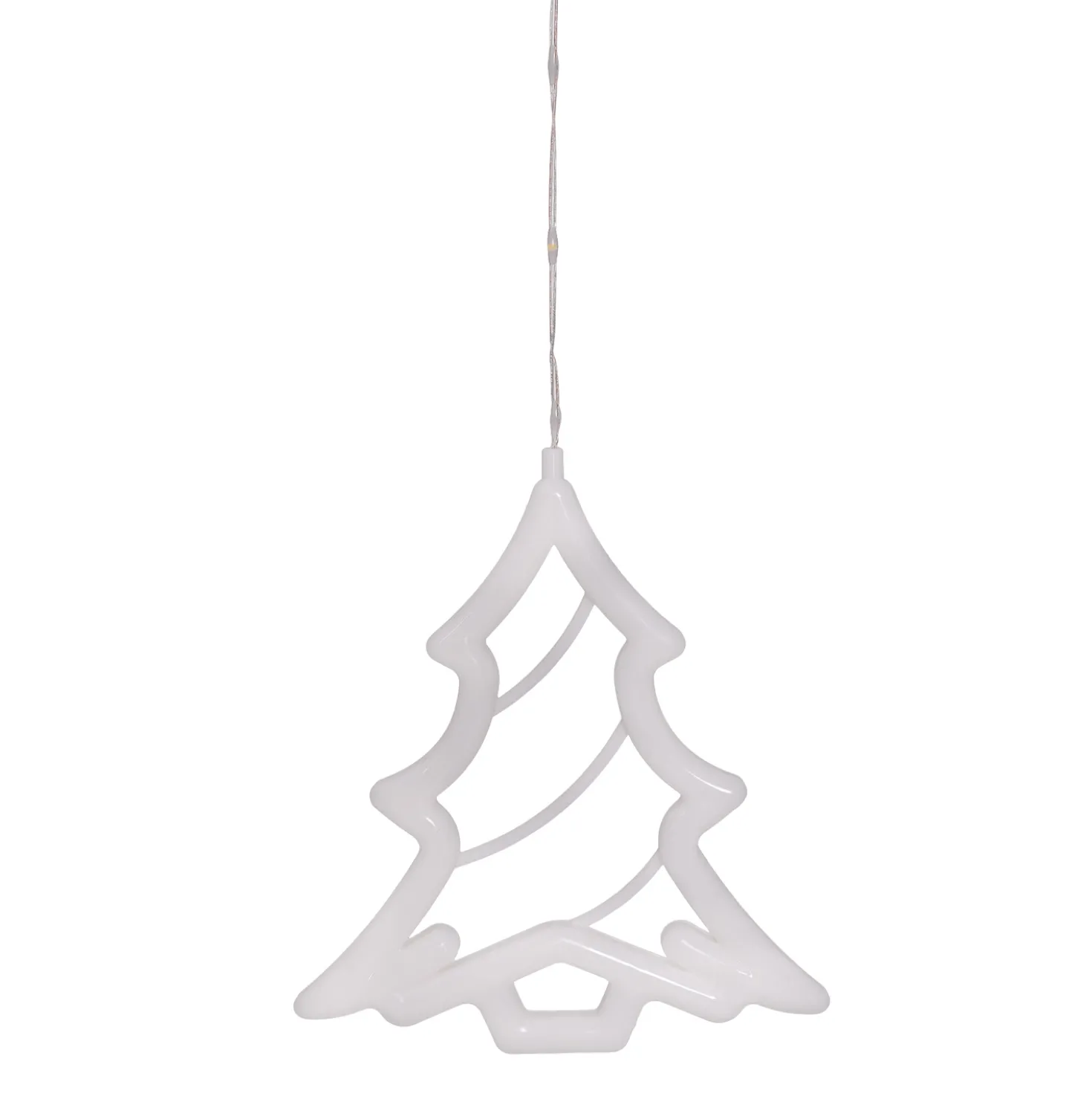 Stalattite con 20 decorazioni stelle e alberi, 4,75 x h 1,15 m, 560 Gocce di Luce, led bianco caldo, cavo trasparente