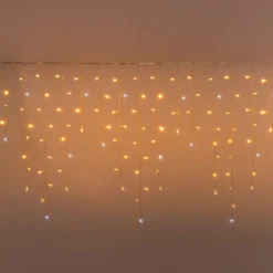 Stalattite Connect+ 2 x h 0,8 m, 140 led bianco caldo e bianco freddo, cavo trasparente, prolungabile