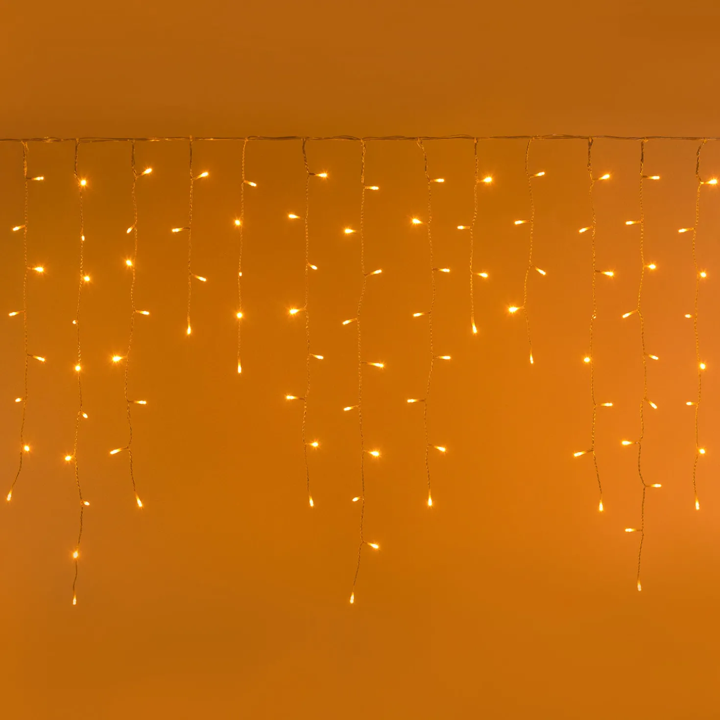 Stalattite Connect+ 5 x h 0,8 m, 350 led bianco caldo, cavo trasparente, prolungabile