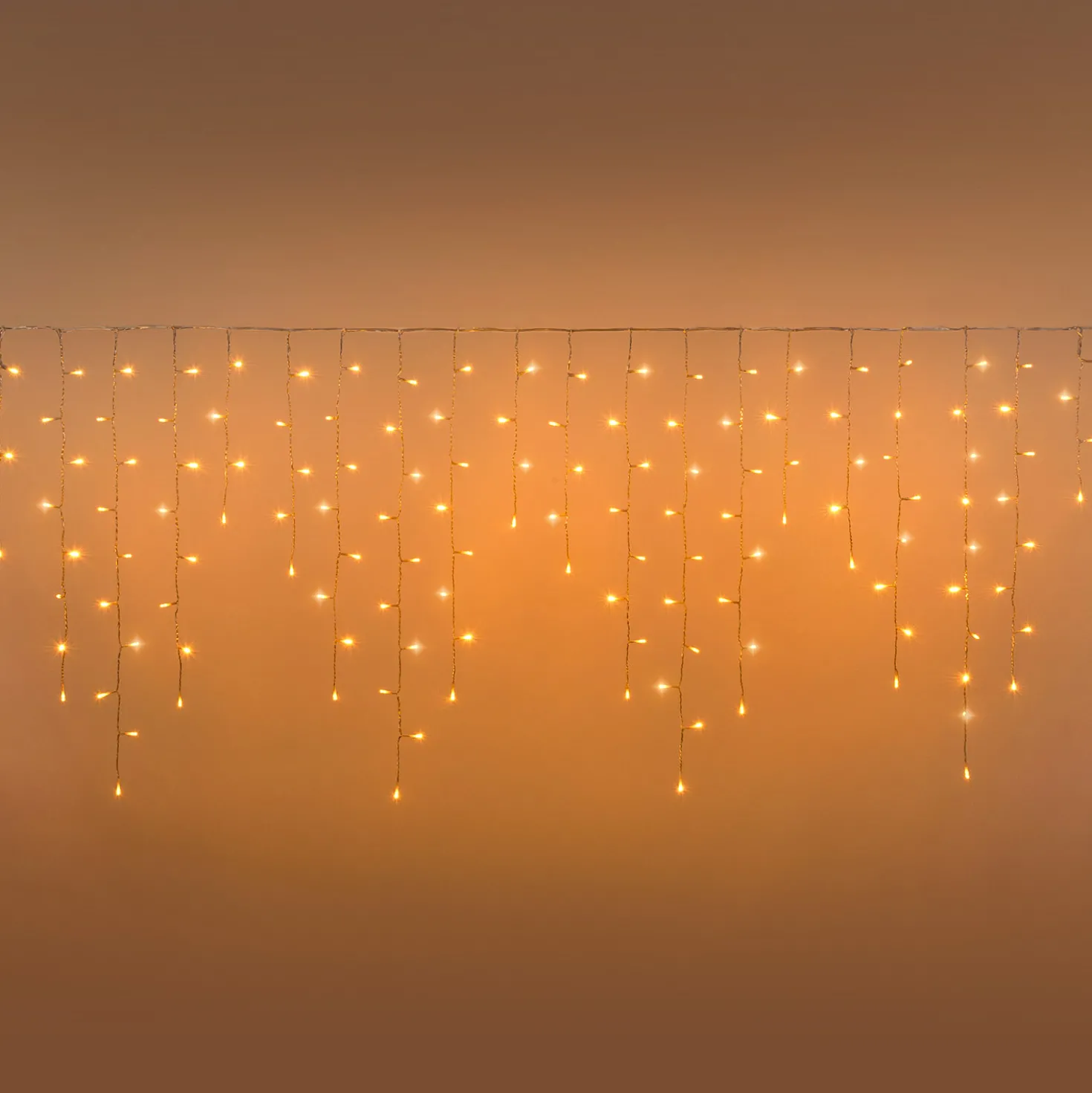 Stalattite Connect+ 5 x h 0,8 m, 350 led bianco caldo, cavo trasparente, prolungabile