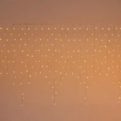 Stalattite Connect+ 5 x h 1,2 m, 550 led bianco caldo, cavo trasparente, prolungabile