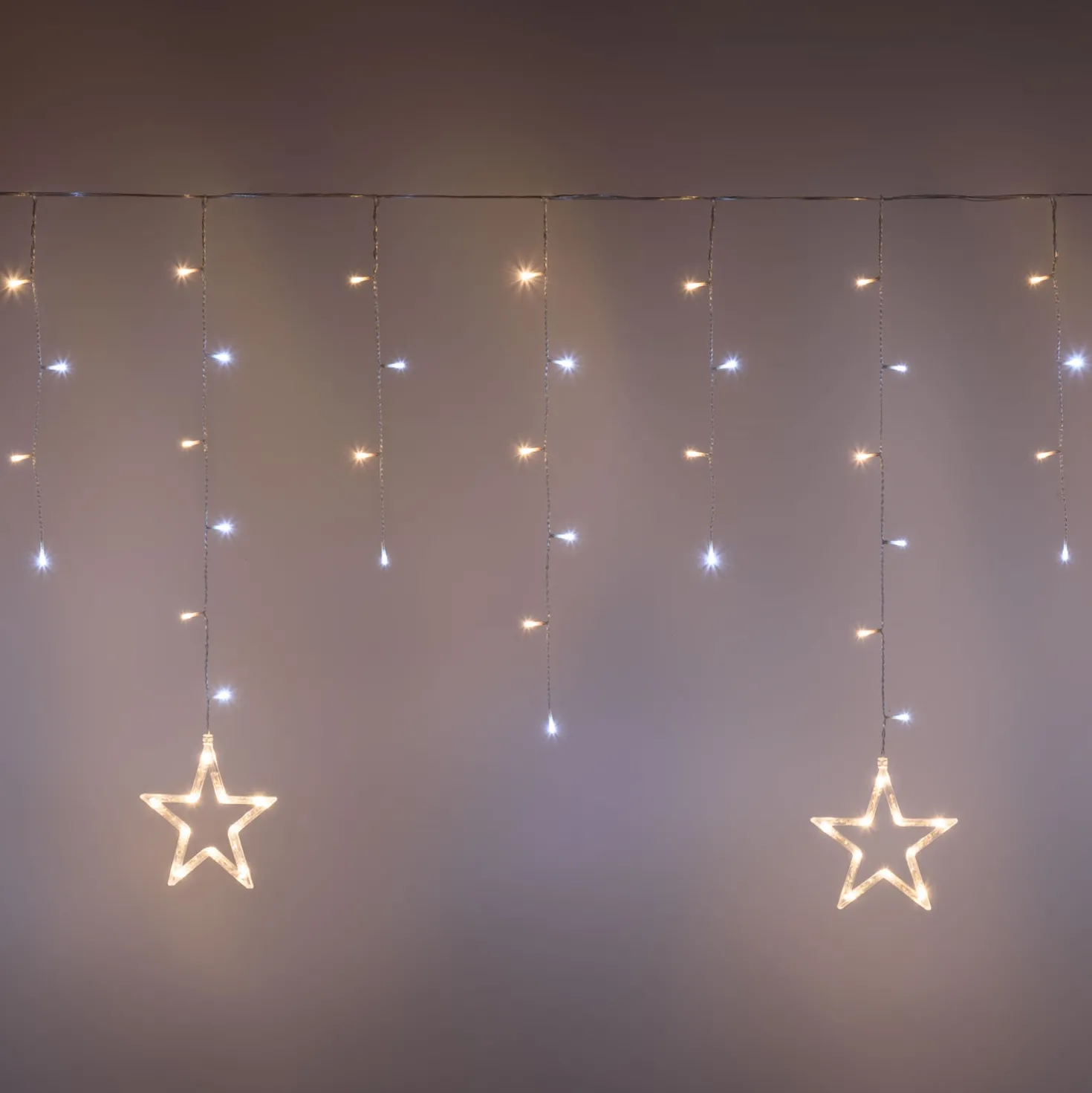 Stalattite con stelle, h 0,8 m, led bianco caldo e bianco freddo