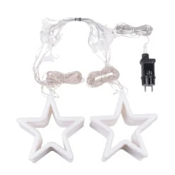 Stalattite con 14 stelle, 3,25 x h 1,15 m, 392 Gocce di Luce, led bianco caldo e bianco freddo, cavo trasparente