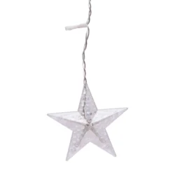 Stalattite con 10 stelle, 2 x h 0,7 m, 90 led bianco caldo