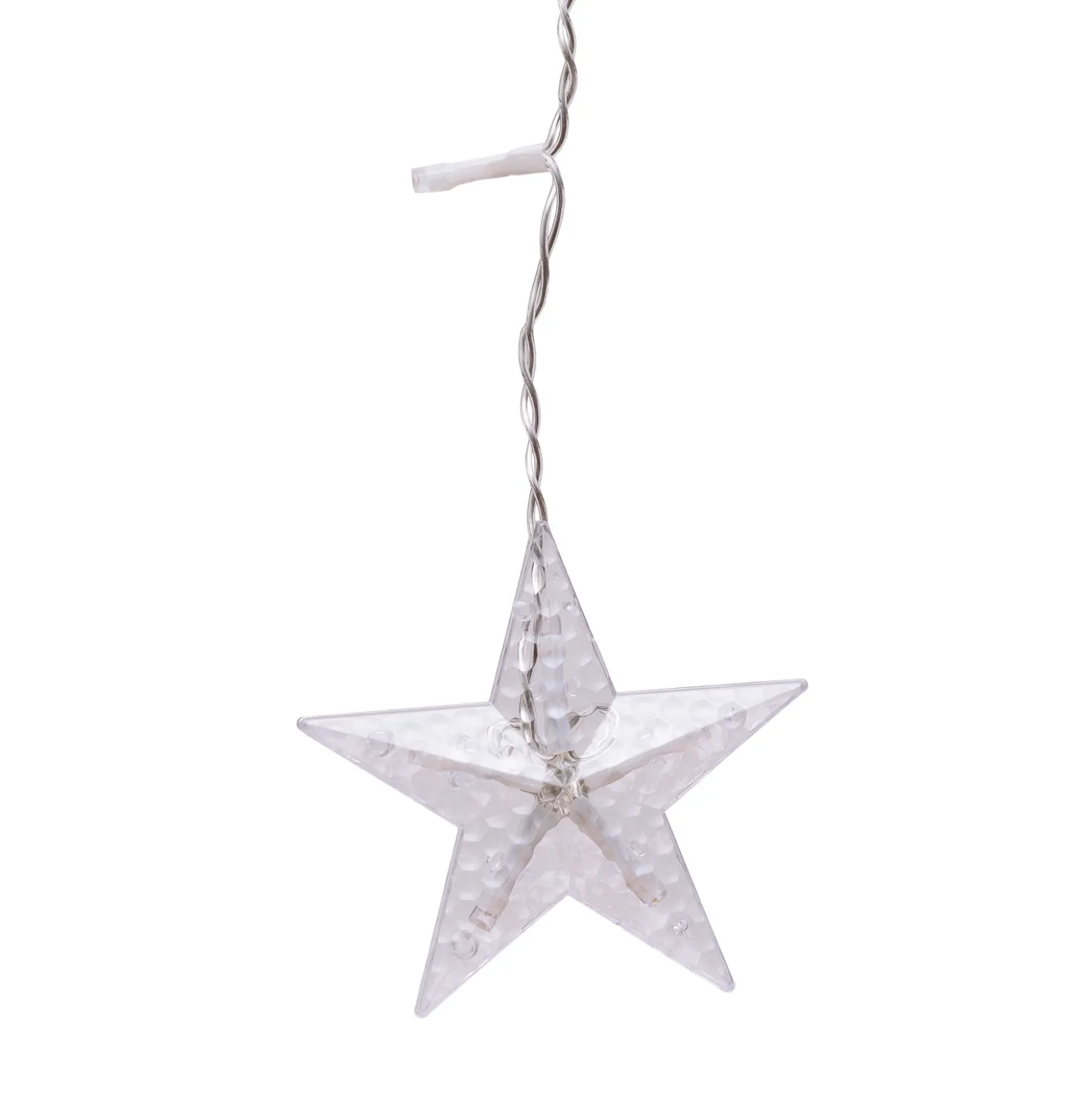 Stalattite con 10 stelle, 2 x h 0,7 m, 90 led bianco caldo