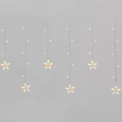 Stalattite con 10 stelle, 2 x h 0,7 m, 90 led bianco caldo