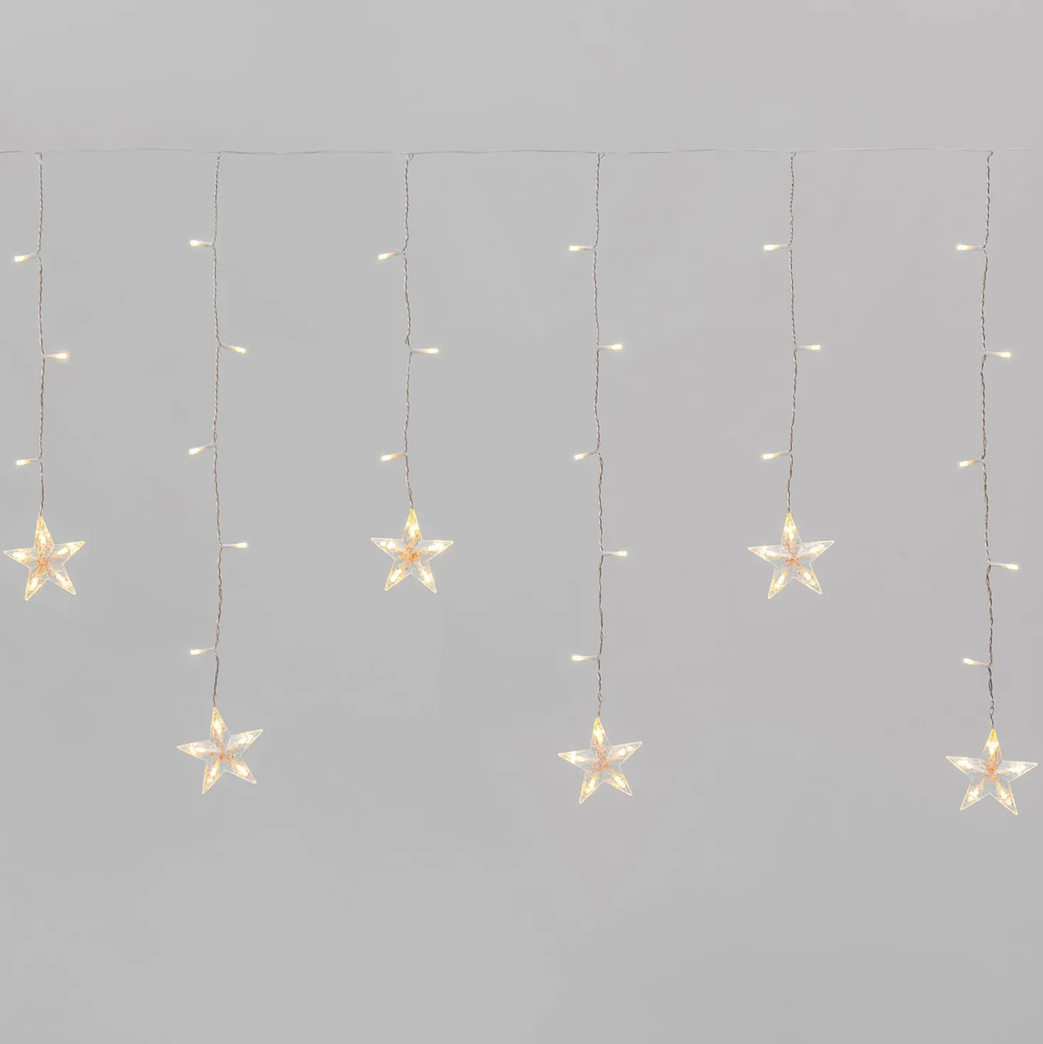 Stalattite con 10 stelle, 2 x h 0,7 m, 90 led bianco caldo