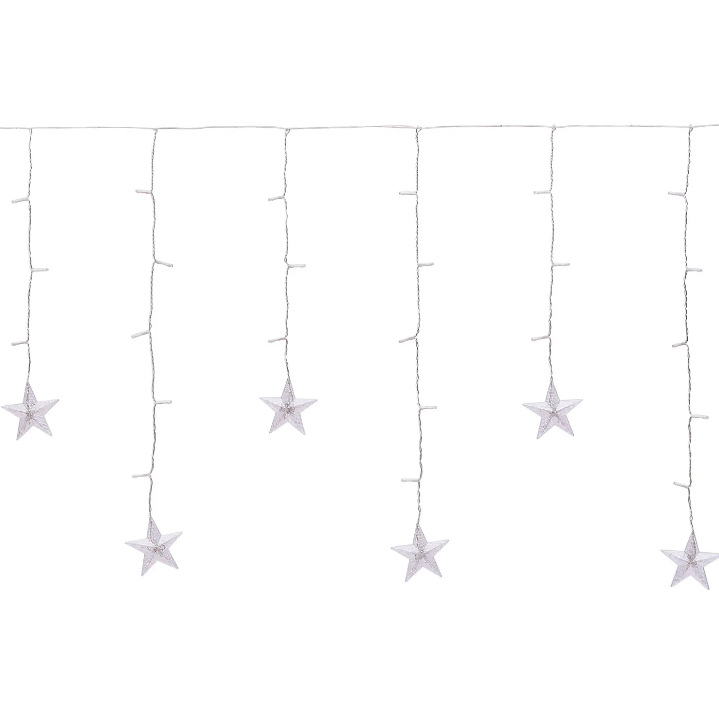 Stalattite con 10 stelle, 2 x h 0,7 m, 90 led bianco caldo