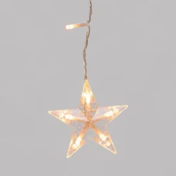 Stalattite con 10 stelle, 2 x h 0,7 m, 90 led bianco caldo