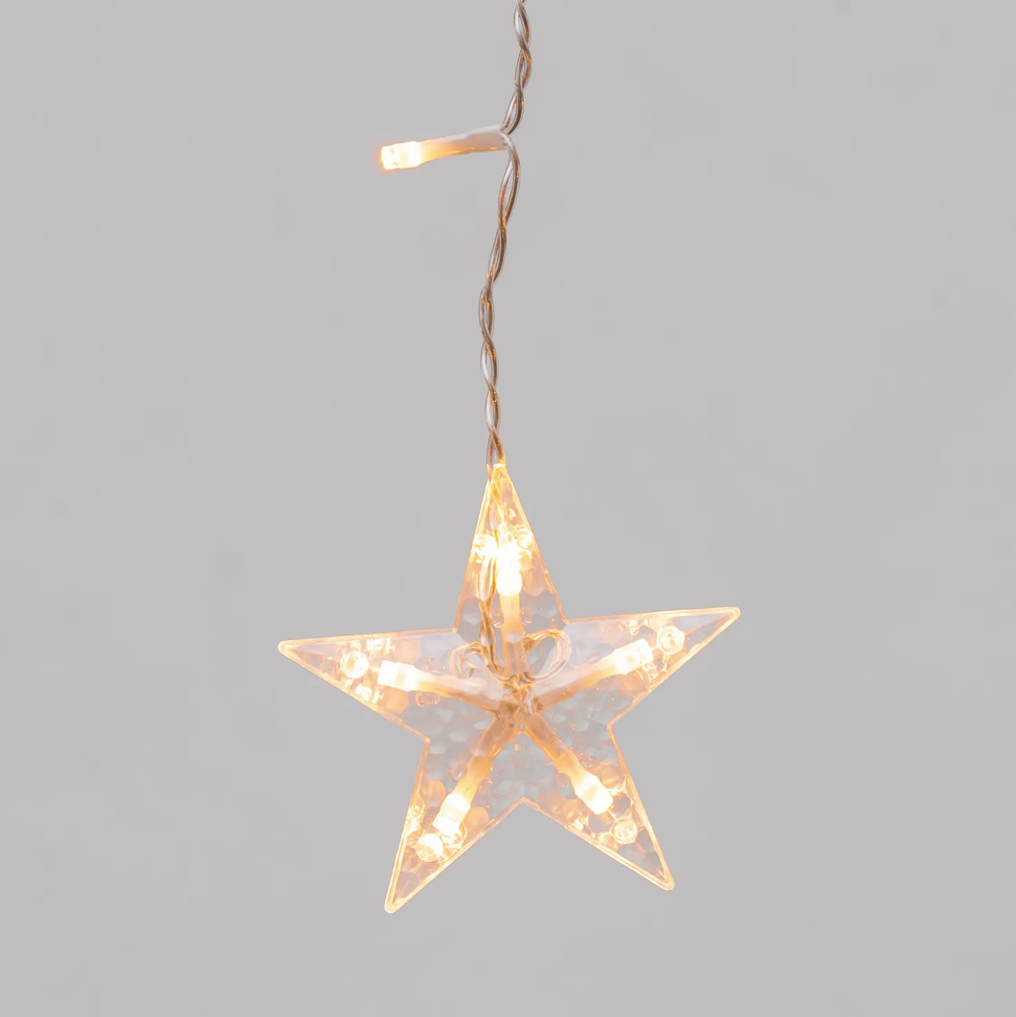 Stalattite con 10 stelle, 2 x h 0,7 m, 90 led bianco caldo