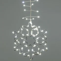 Stalattite decorata con cristalli di neve 3,2 x h 0,8 m, 728 microled bianco freddo