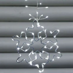 Stalattite decorata con cristalli di neve 3,2 x h 0,8 m, 728 microled bianco freddo