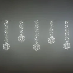 Stalattite decorata con cristalli di neve 3,2 x h 0,8 m, 728 microled bianco freddo