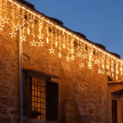 Stalattite decorata con stelle, 5 x h 1,05 m, 620 led bianco caldo