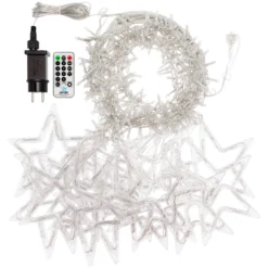 Stalattite decorata con stelle, 5 x h 1,05 m, 620 led bianco caldo