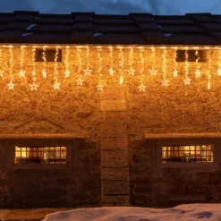 Stalattite decorata con stelle, 5 x h 1,05 m, 620 led bianco caldo