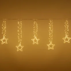 Stalattite decorata con stelle 3,2 x h 0,8 m, 950 microled bianco caldo