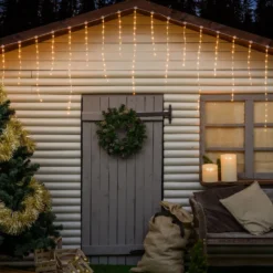 Stalattite effetto nevicata h 0,8 m, gocce di luce led bianco extra caldo