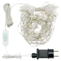 Stalattite effetto nevicata h 0,8 m, gocce di luce led bianco extra caldo