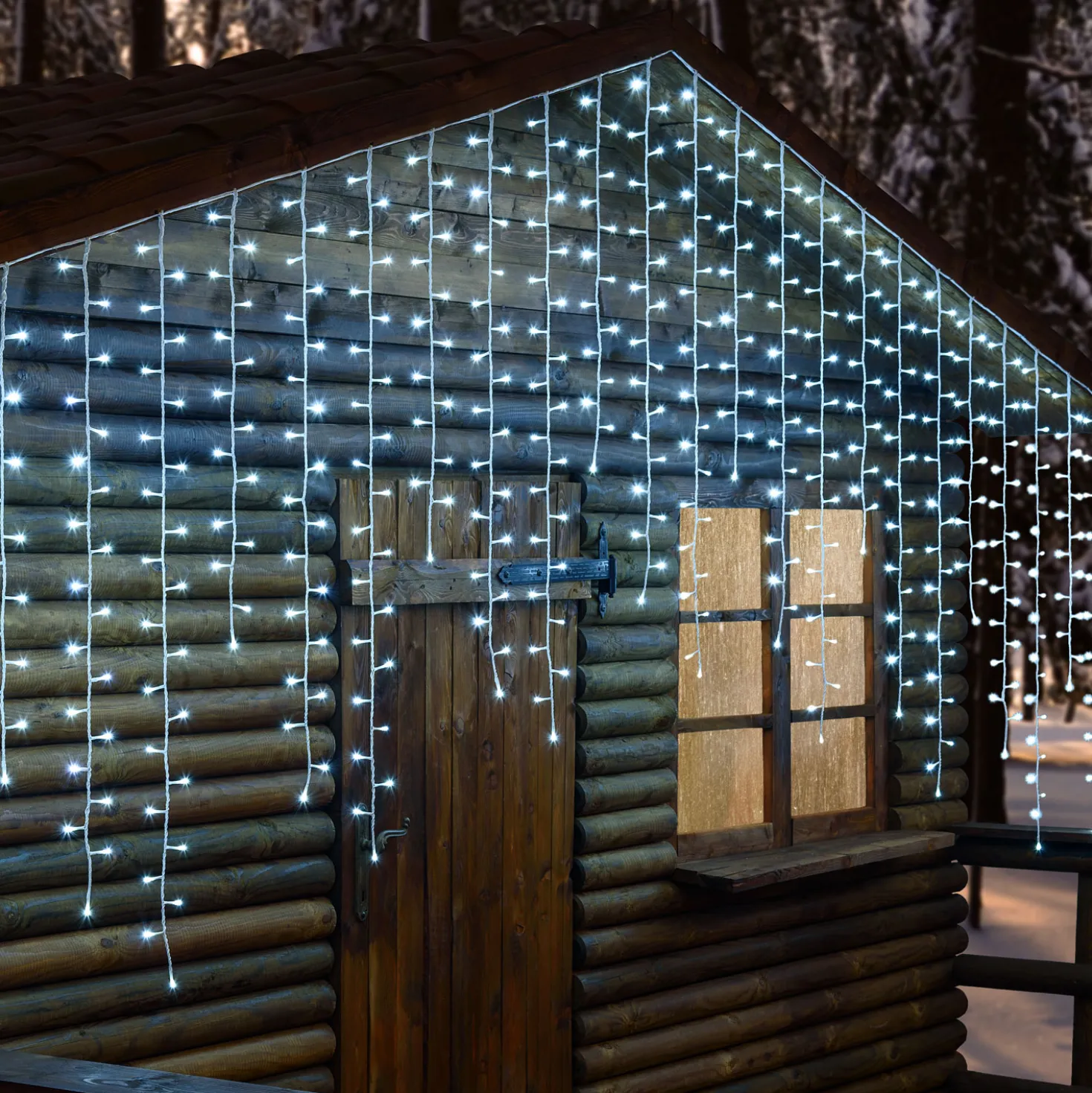 Stalattite effetto Nevicata, 480 led bianco freddo