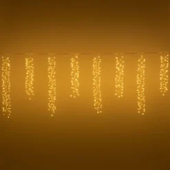 Stalattite 10 festoni, 3 x h 0,75 m, 750 microled bianco caldo, cavo metal argento