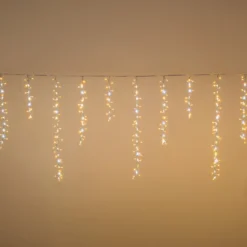 Stalattite Nastro di Luce StarFall 3,4 x h 0,8 m, 576 led bianco caldo e bianco freddo, cavo trasparente