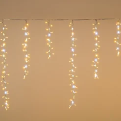 Stalattite Nastro di Luce StarFall 3,4 x h 0,8 m, 576 led bianco caldo e bianco freddo, cavo trasparente